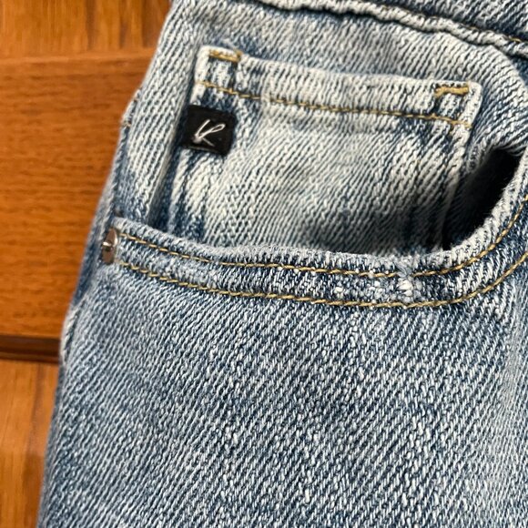 KANCAN Vici Womens 9 / 28 Distressed Fringe Stretch Hi-Rise Blue Denim Jeans EUC - Picture 6 of 6